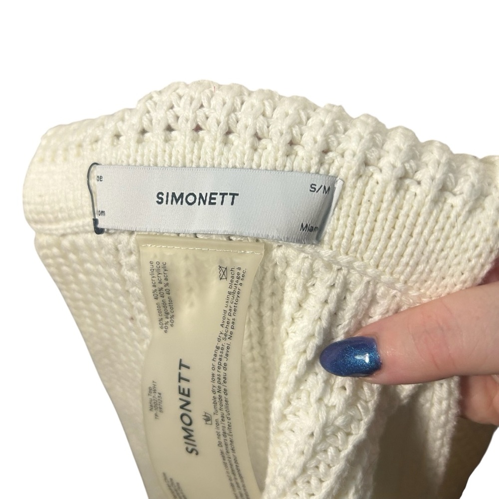 Simonett Cream Ribbed Knit Wrap Crop Top - Picture 4 of 5